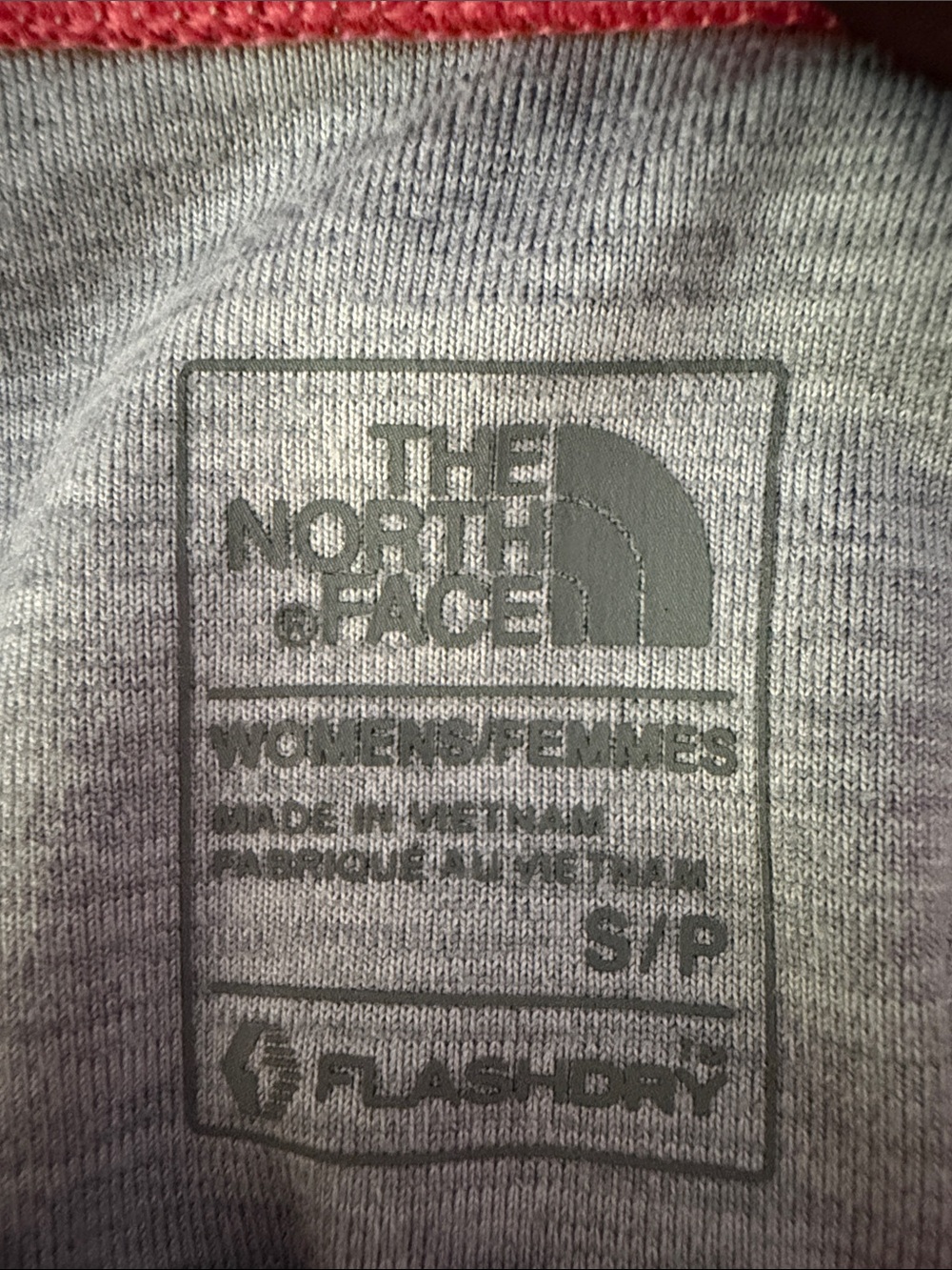 The North Face Heather Gray Raglan Long-Sleeve Tee with Coral Pink Sleeves - Picture 2 of 15